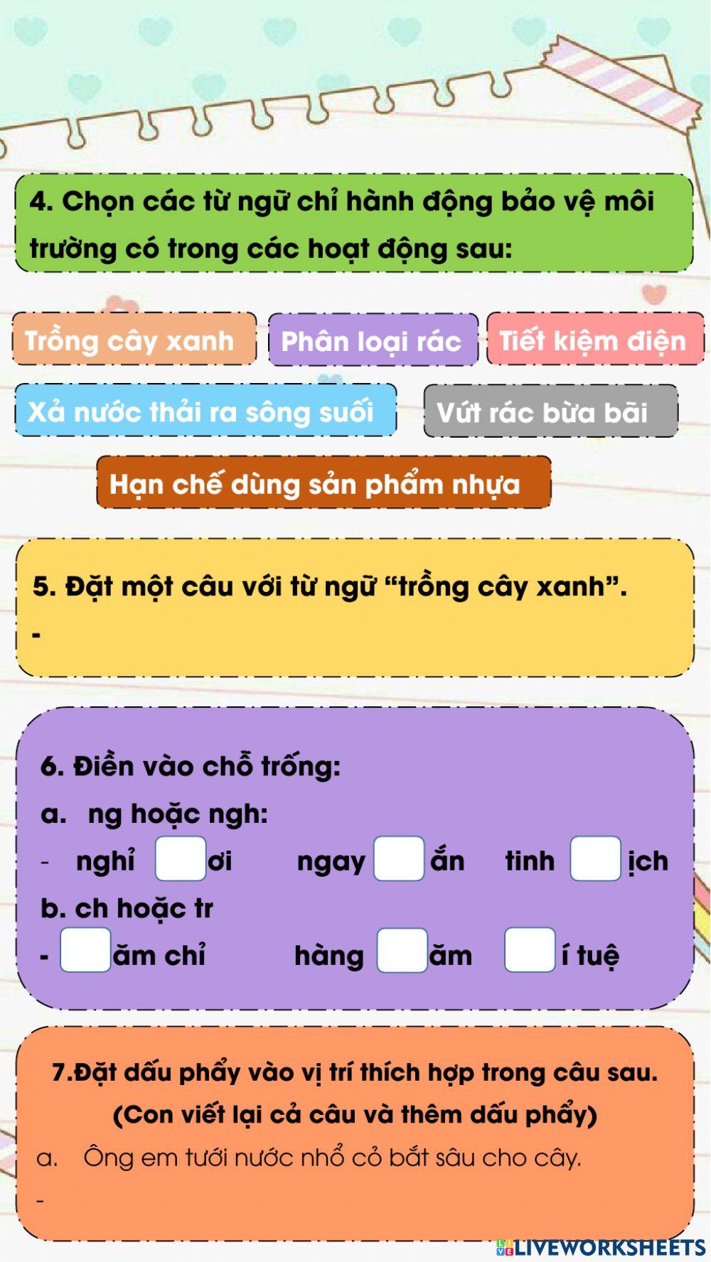 Bài tập cuối tuần 25 - TV