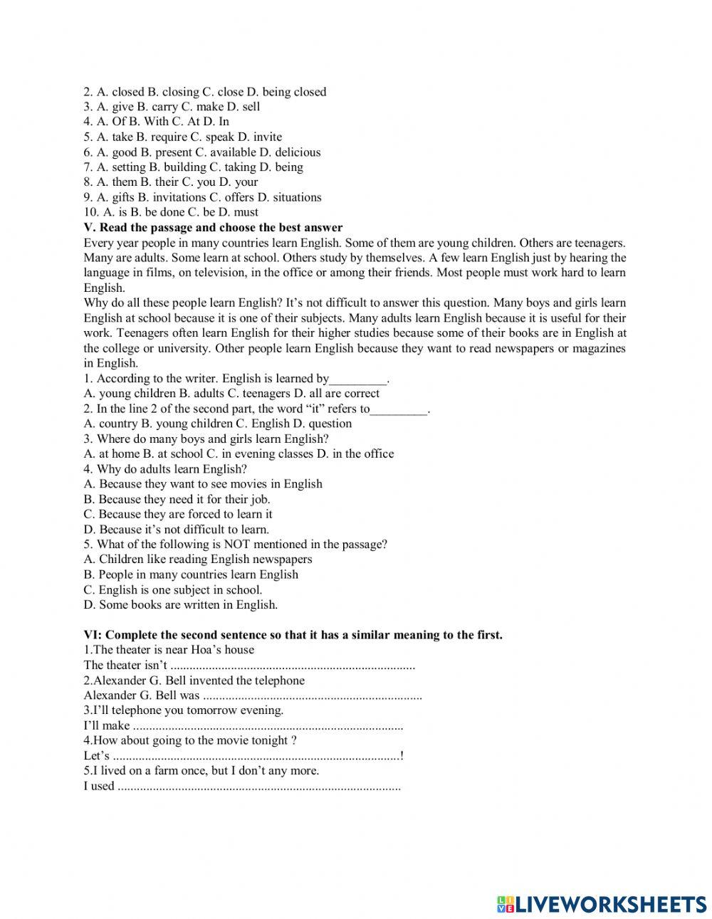 Luyện thi vào lớp 6 Chuyên