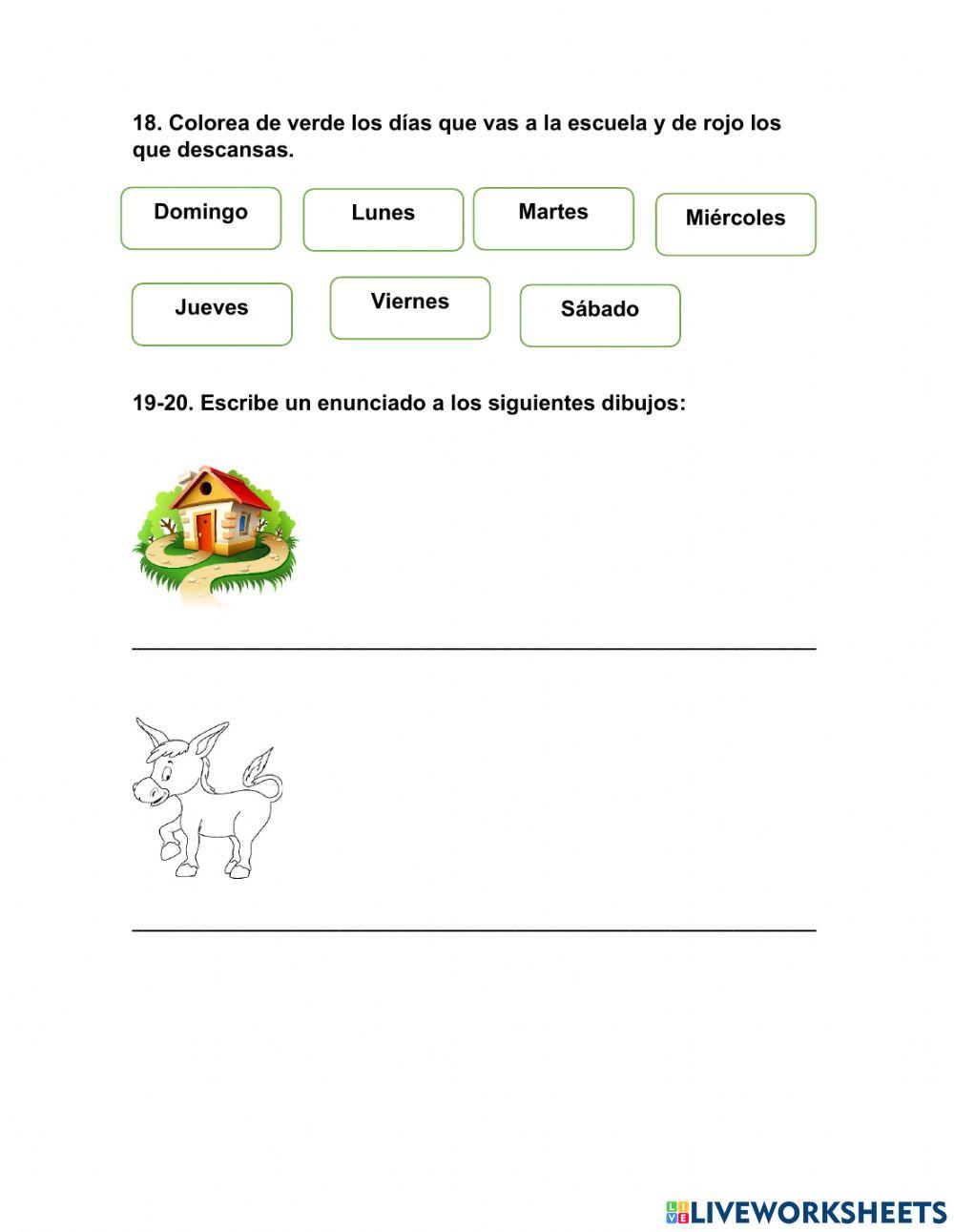 Examen 2do. trimestre primer grado 2021-2022