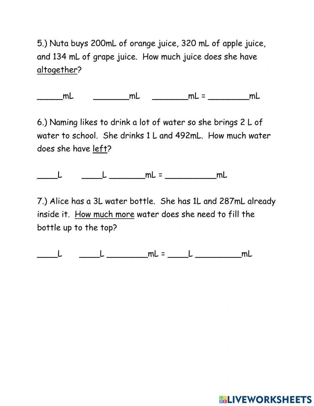 Volume word problems Volume word problems
