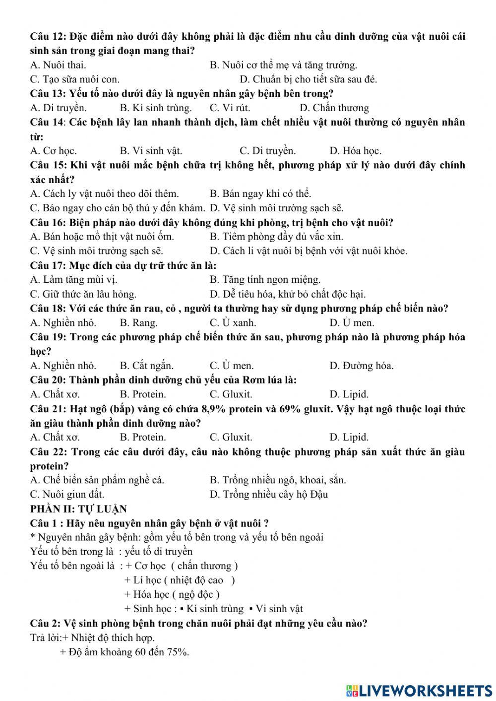 Đề cương gk2 công nghệ 7