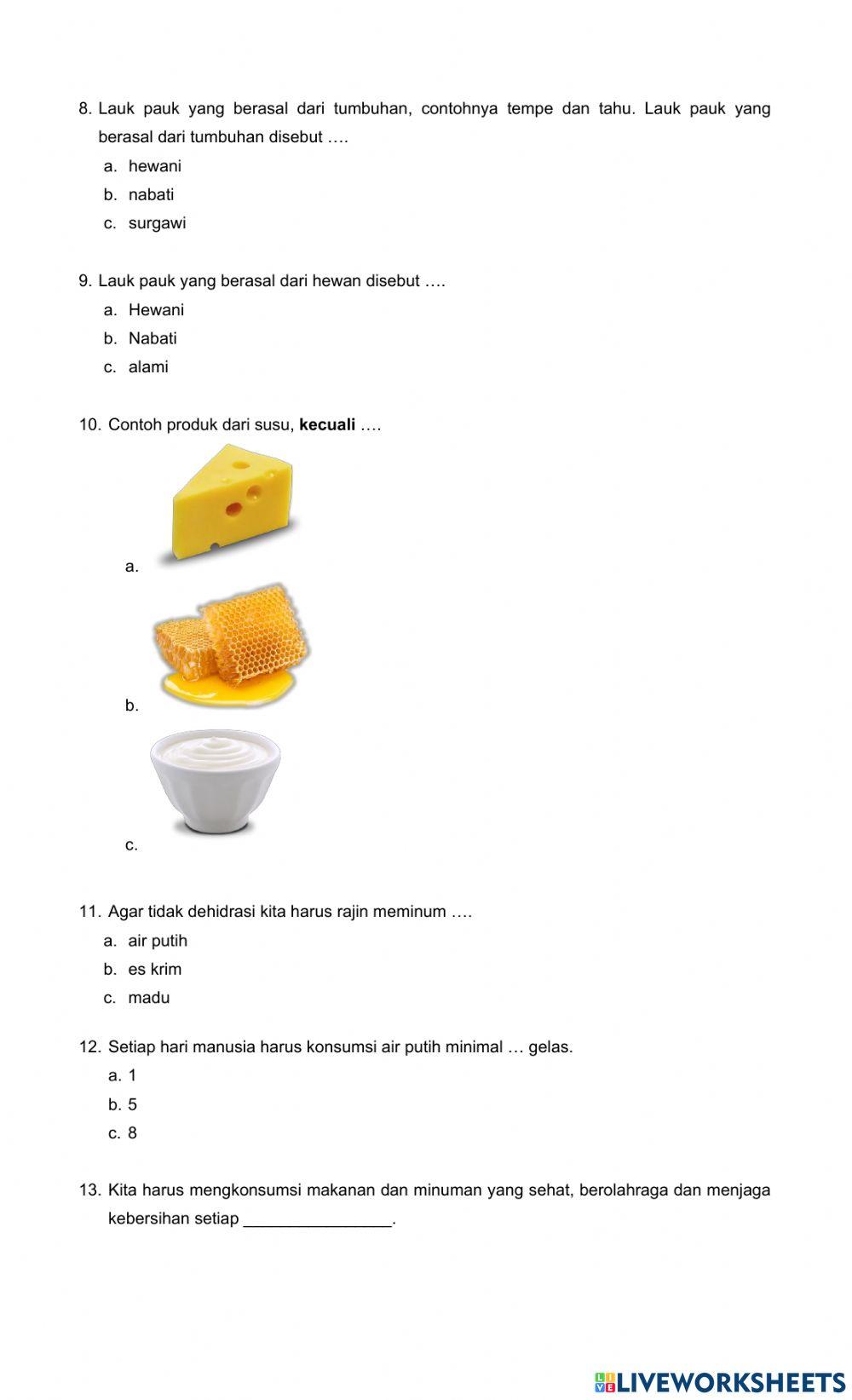 Latihan IPS-Makanan dan Minuman Sehat (bacaan 5)