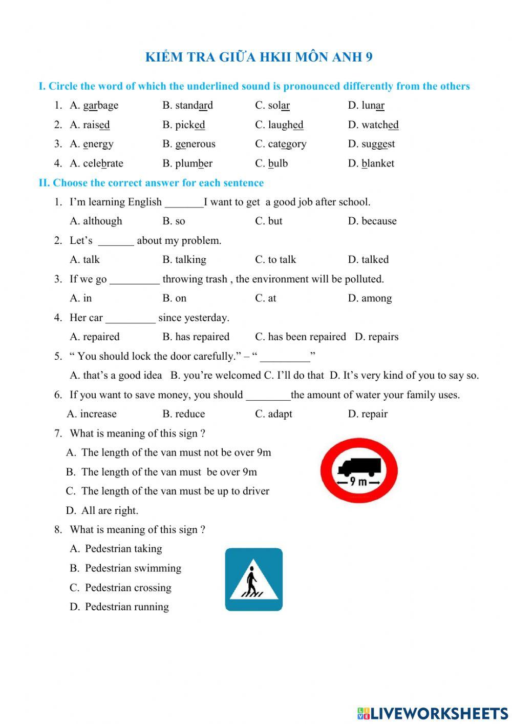 G9 - Thi Giữa kỳ 2 - Đề 1