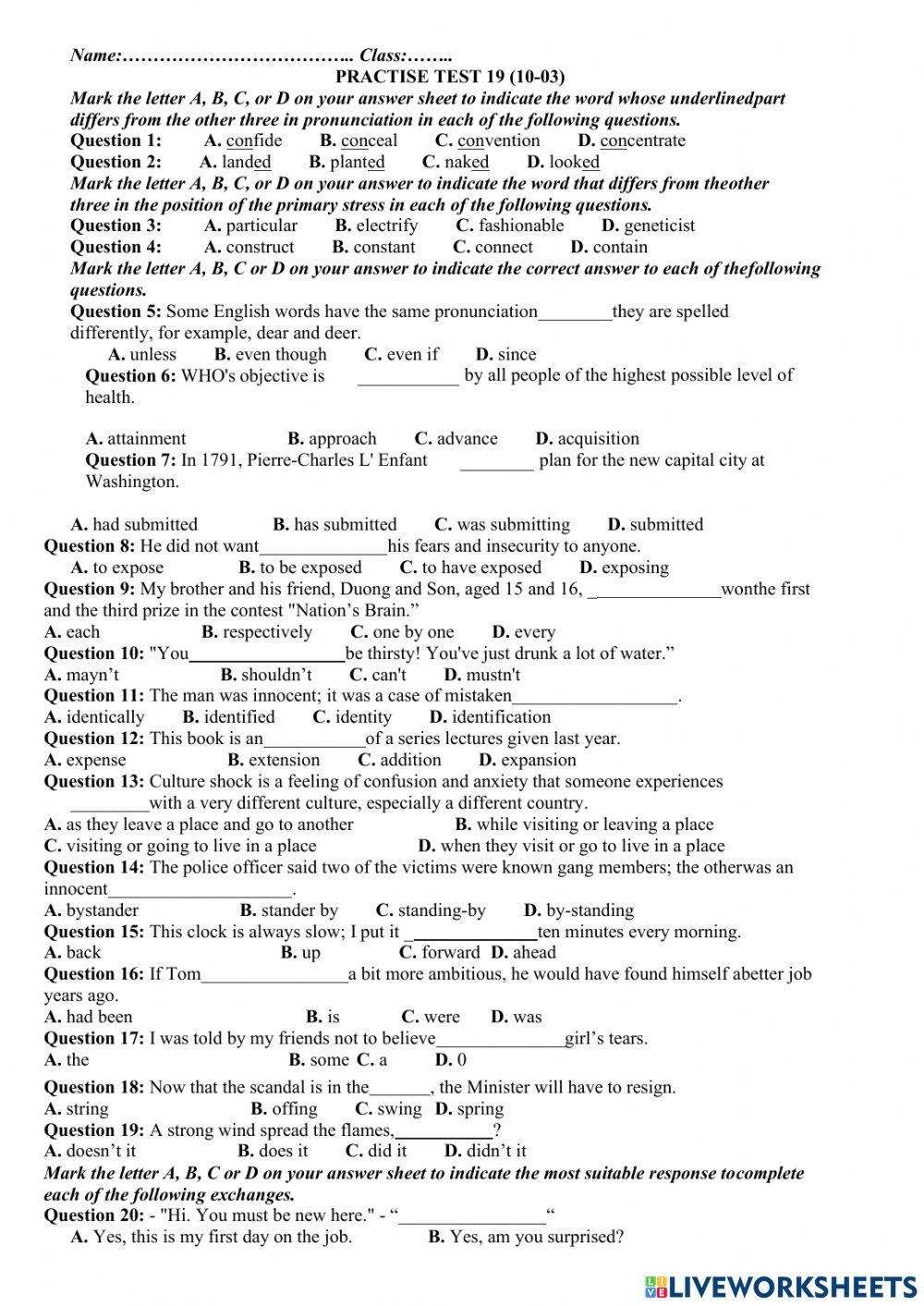 Đề ôn thi THPTQG