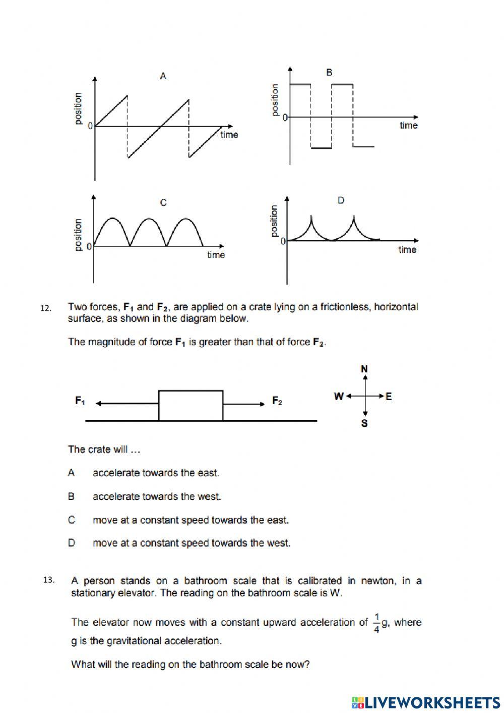 Newton and Vertical Projectile Motion multiple choice