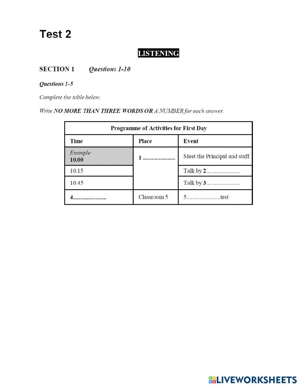 Ielts listening test 2(book 3 part 1)