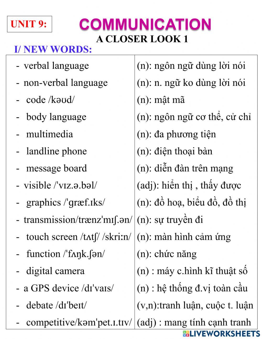 English 8- unit 10- a closer look 1