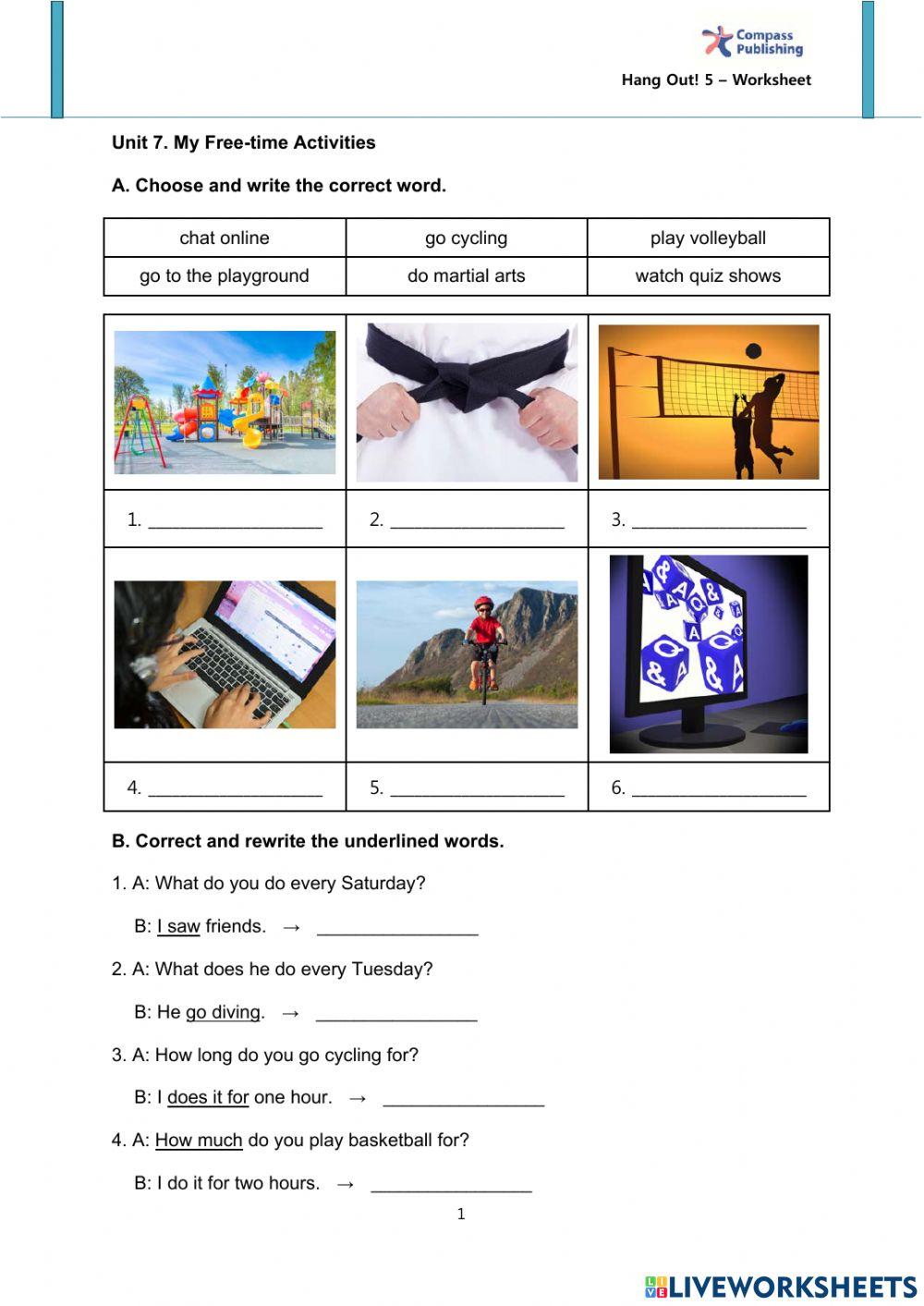 HANG OUT 5-WORKSHEET UNIT 7