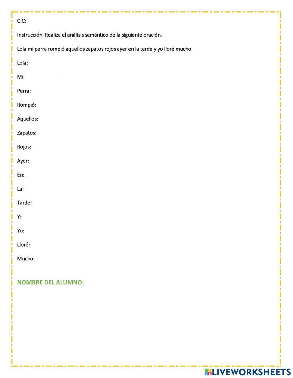 Examen de ortografía y gramática 2° trimestre