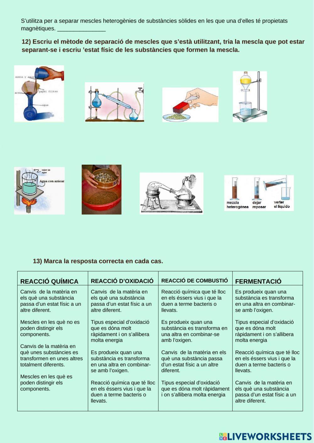 Matèria, mescles i reaccions químiques Matèria, mescles i reaccions químiques