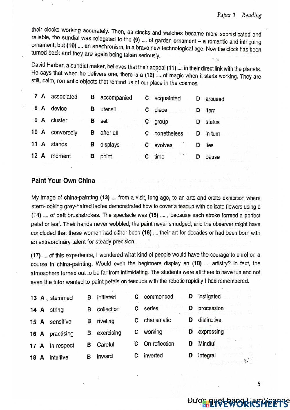 E9 - FT - NC - CPE 2 - Test 1 - Reading Part 1