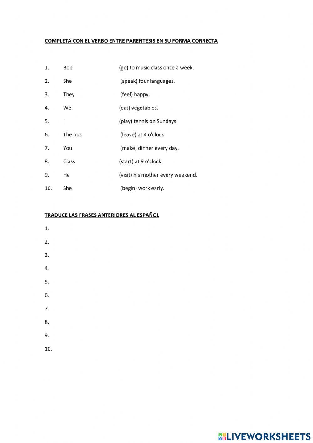 Traduccin presente simple