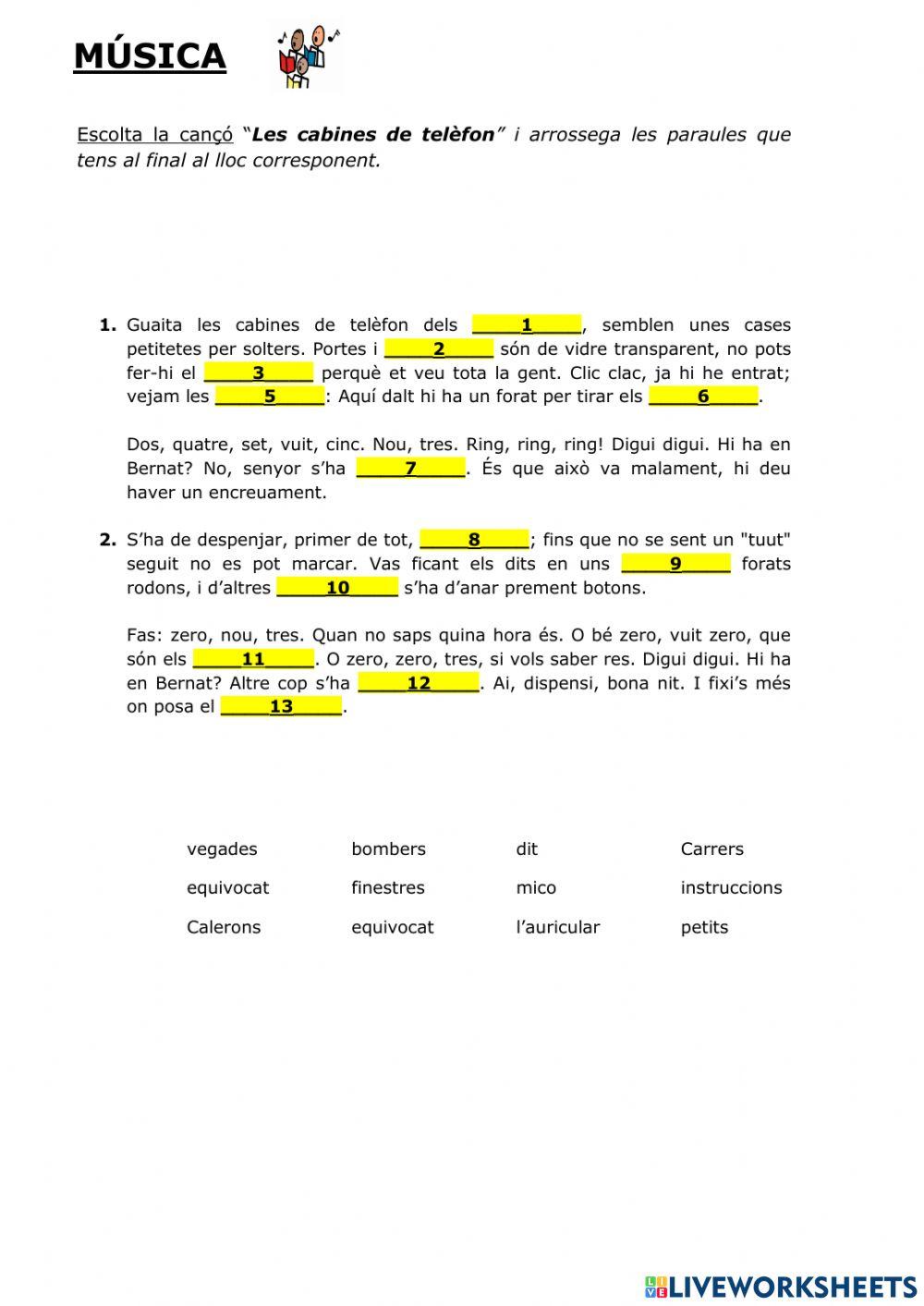CANÇÓ: Les cabines de telefon
