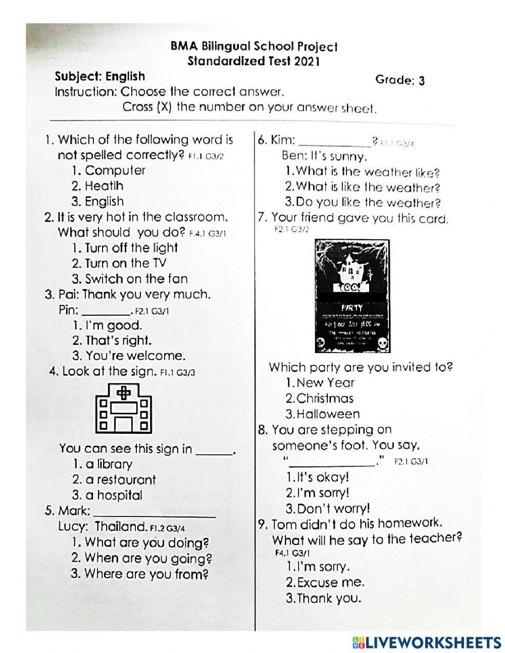 English 2nd sem (BMA test 2021)