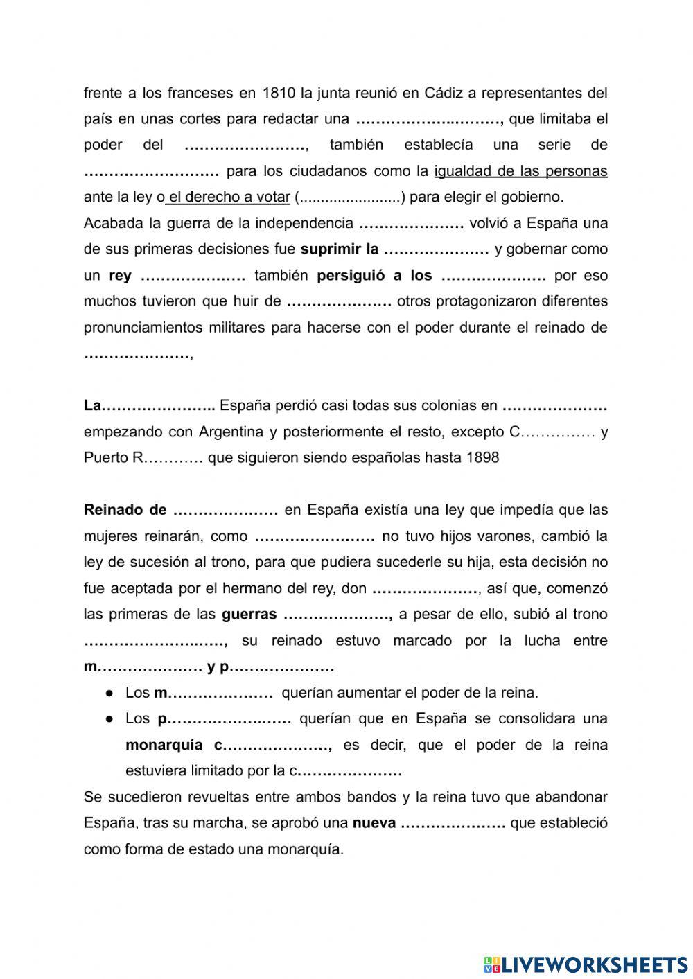 Historia de España S XIX 1ª parte