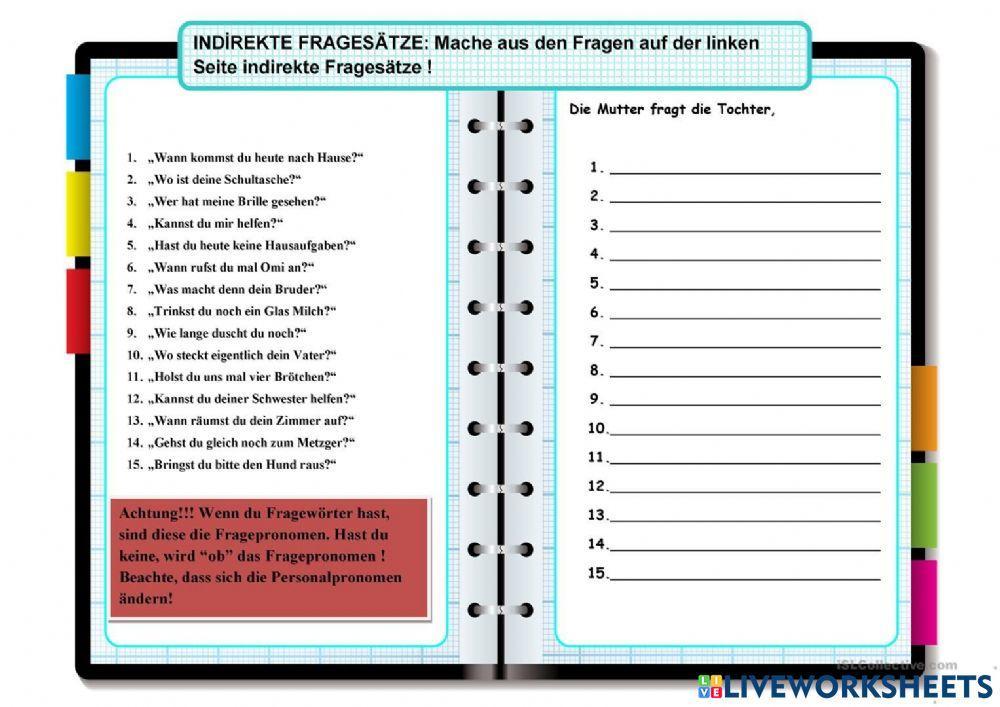 Indirekte Fragewörter