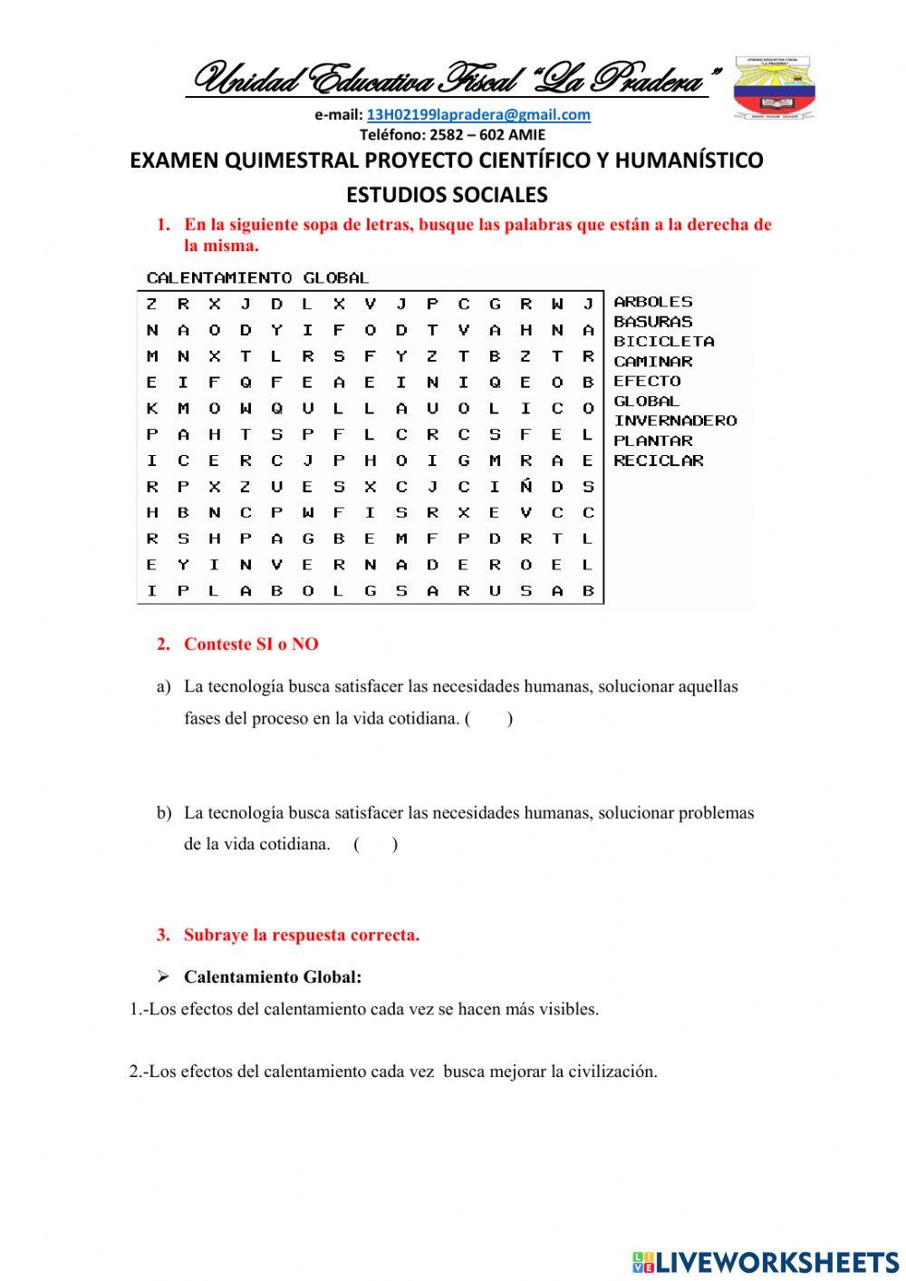 Examen quimestral