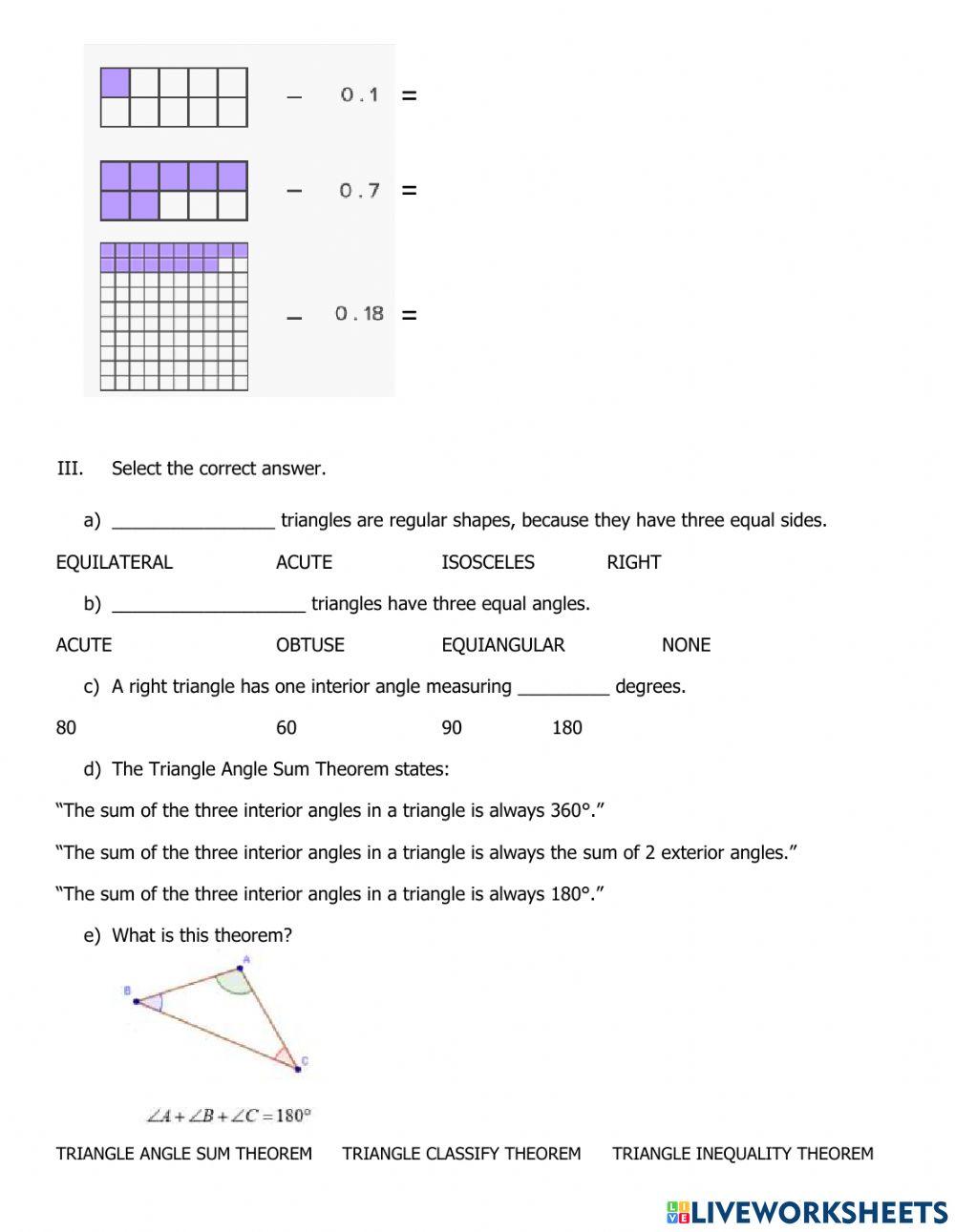 6th Grade Math Test Term 2 Part 2 2022