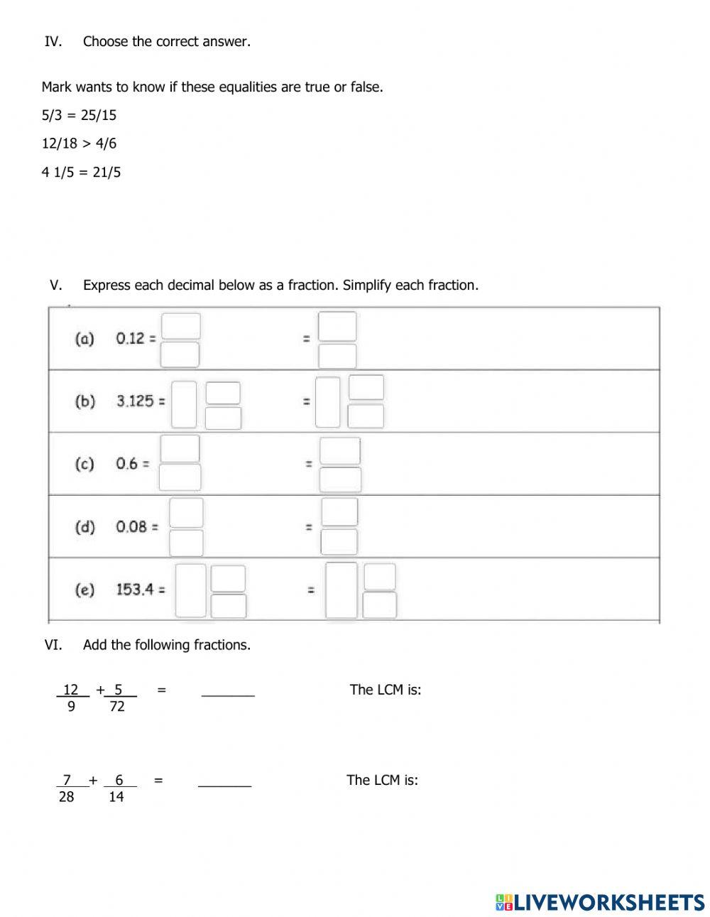 6th Grade Math Test Term 2 Part 2 2022