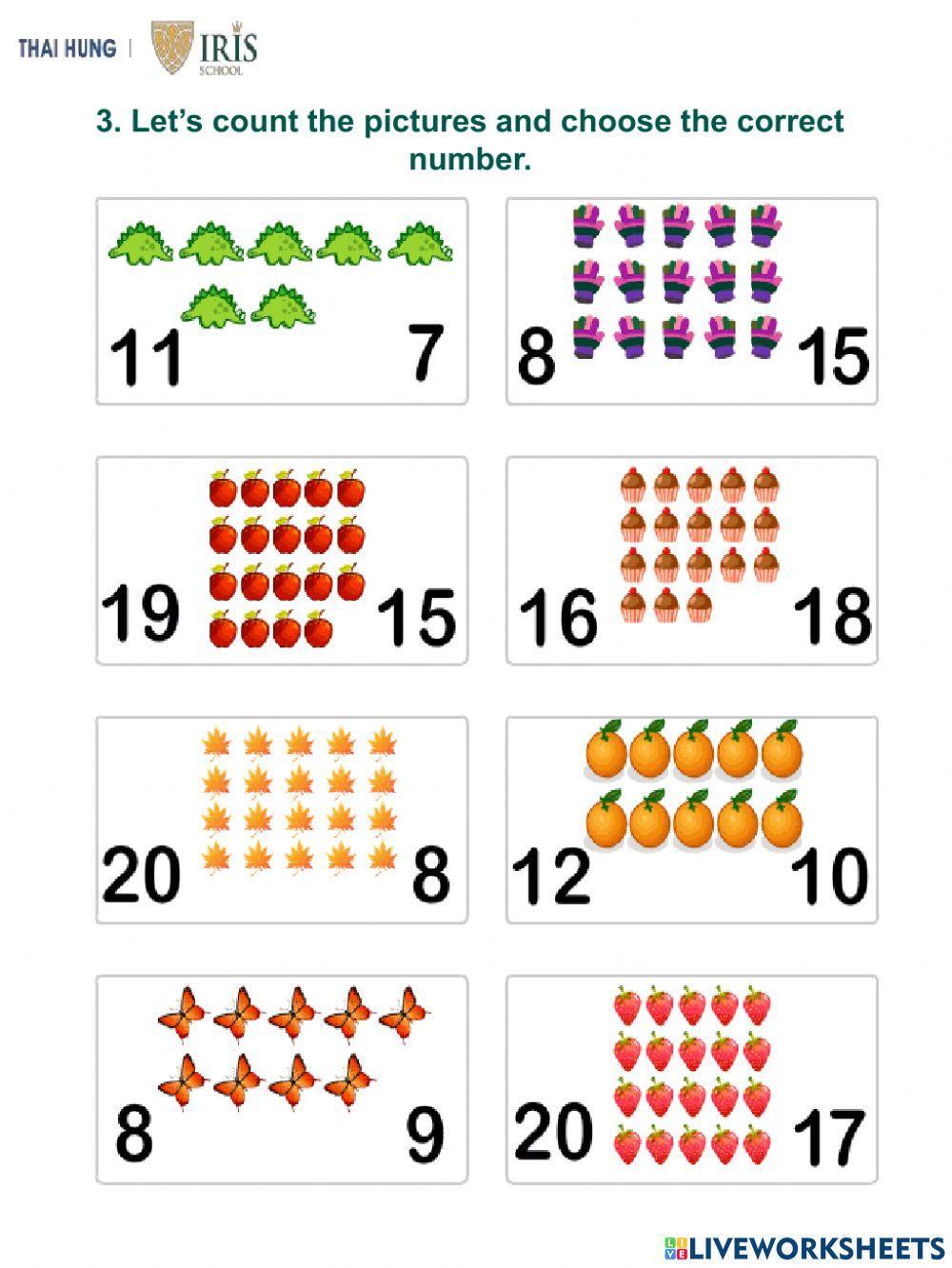 Sunny-Worksheet about Number 1-20