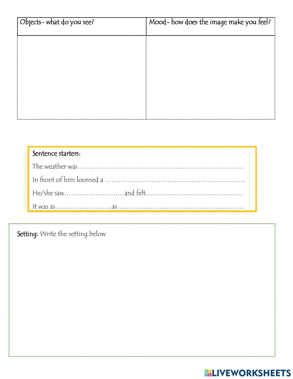 Setting- Planning Sheet