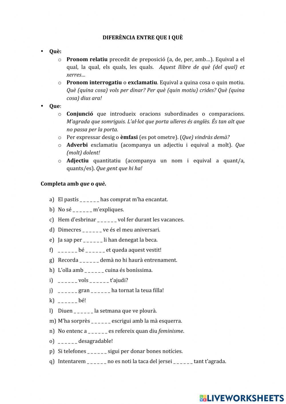 Diferència que-què