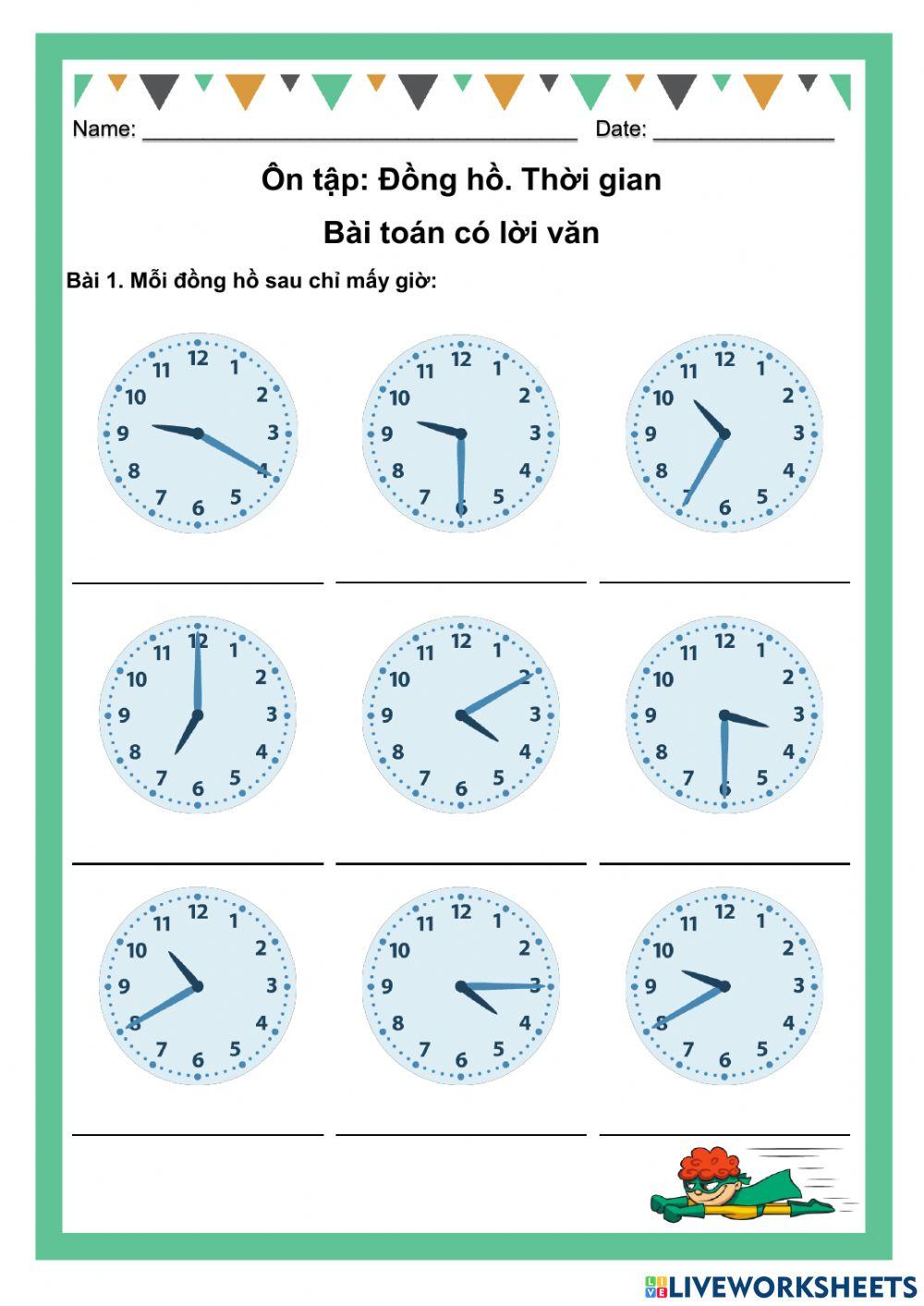 12.3-Ôn tập Đồng hồ.Thời gian-Bài toán có lời văn.