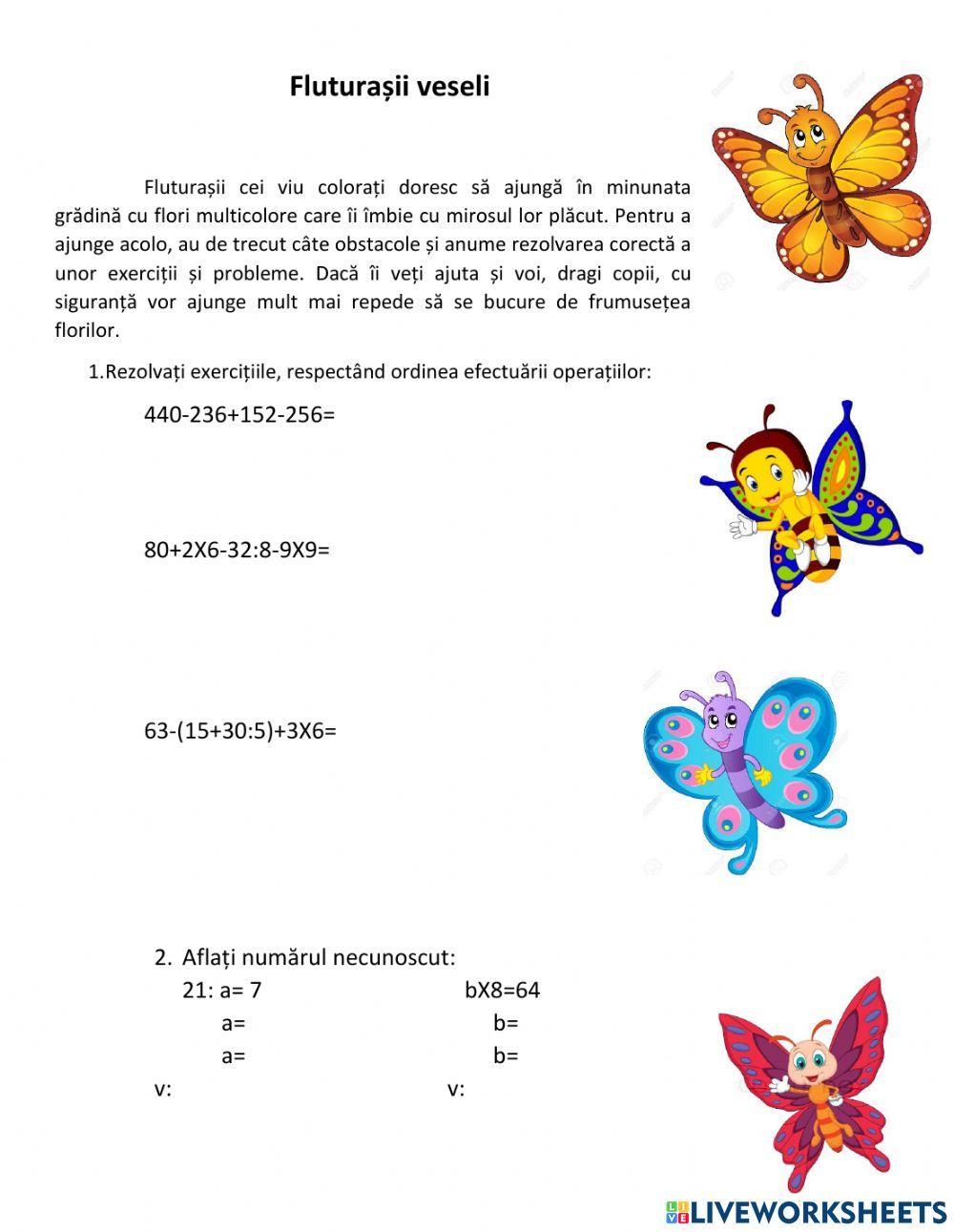 Exerciții și probleme cu cele 4 operații