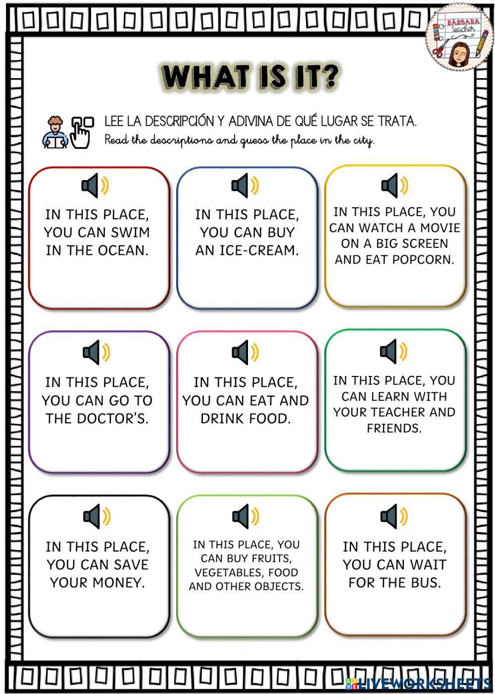 Places in the city - read and guess