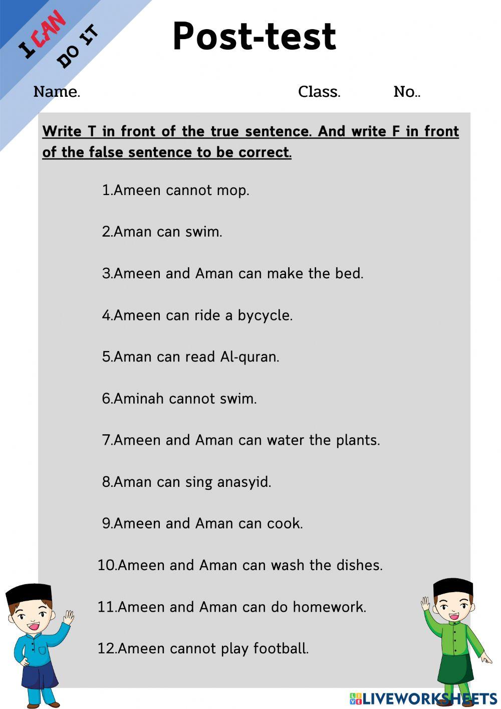 I can do it. Post-test