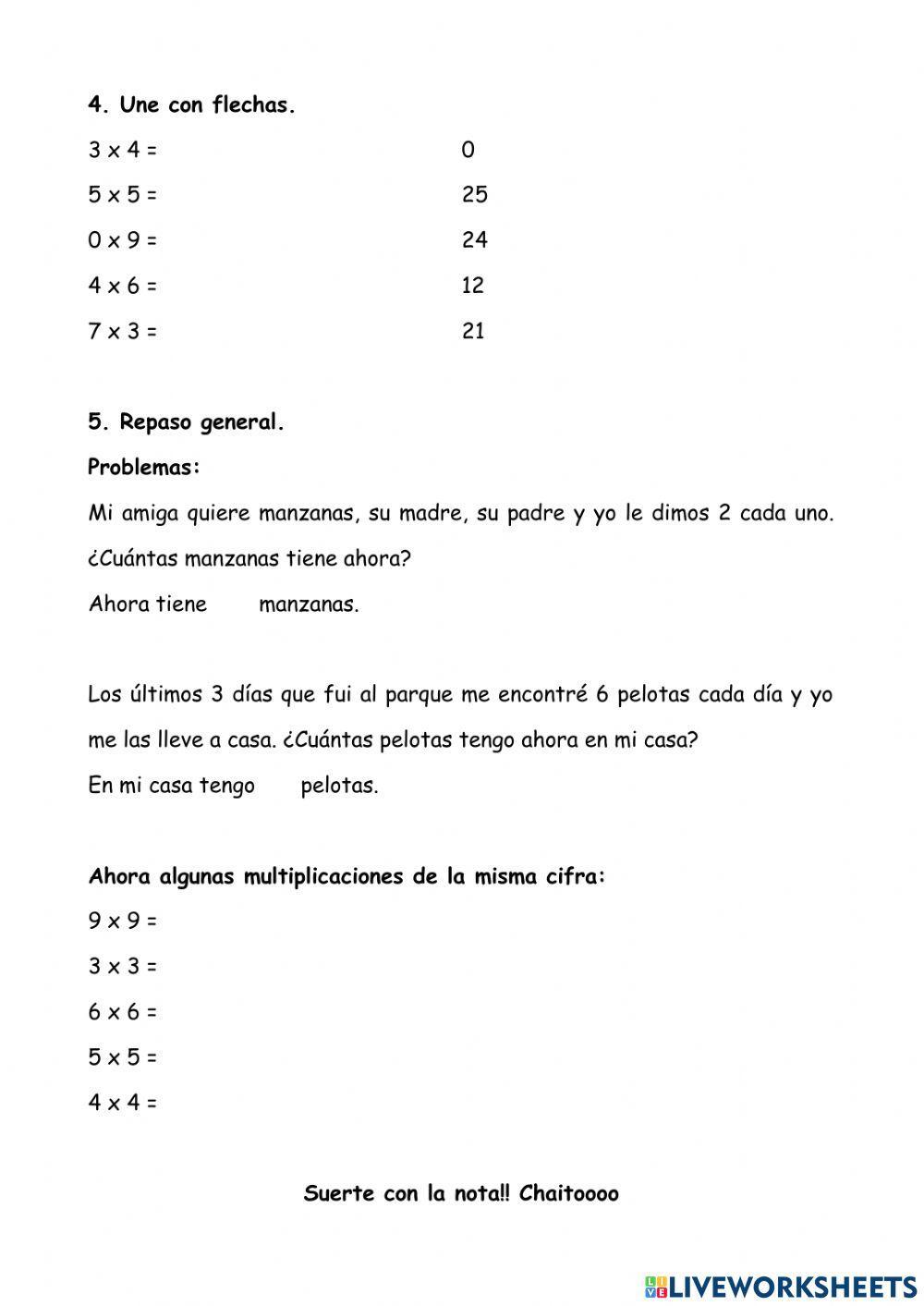 Tablas de multiplicar