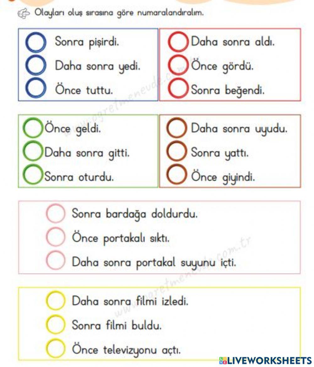 Olayları Sıralayalım