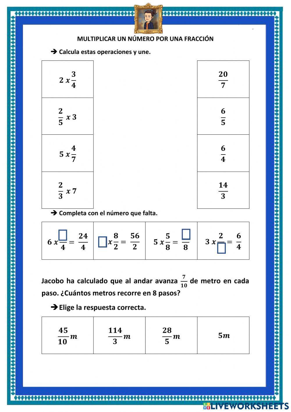 Multiplicar un número por una fracción