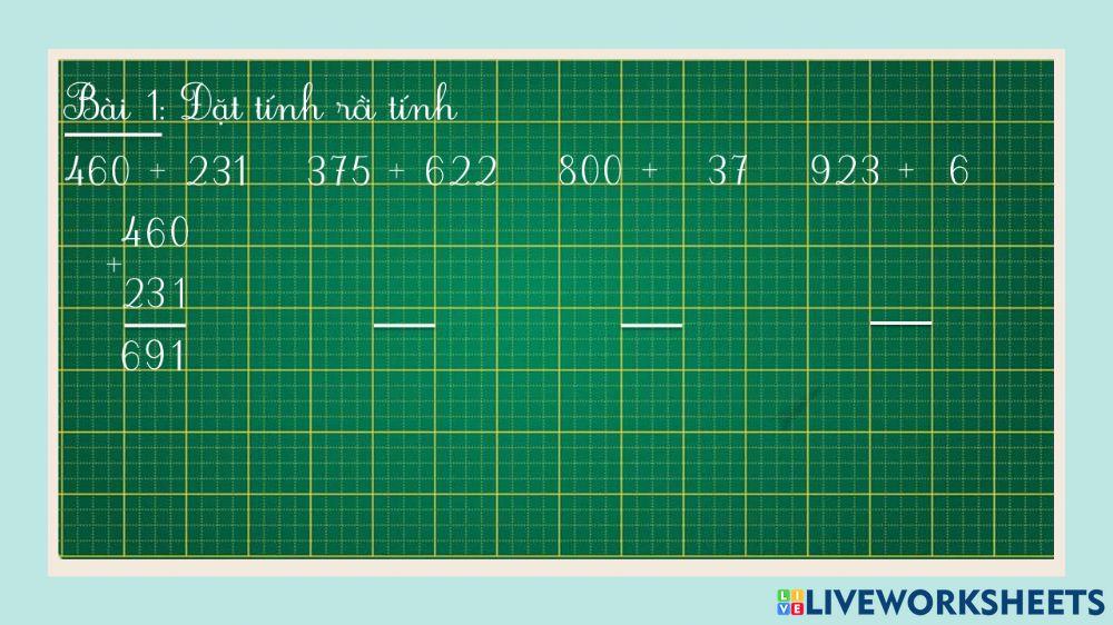 Bài 1: Đặt tính rồi tính