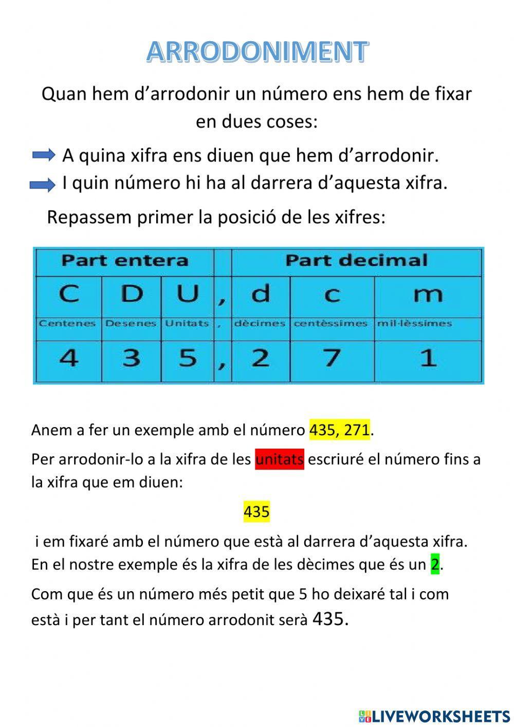 Arrodoniment de números decimals