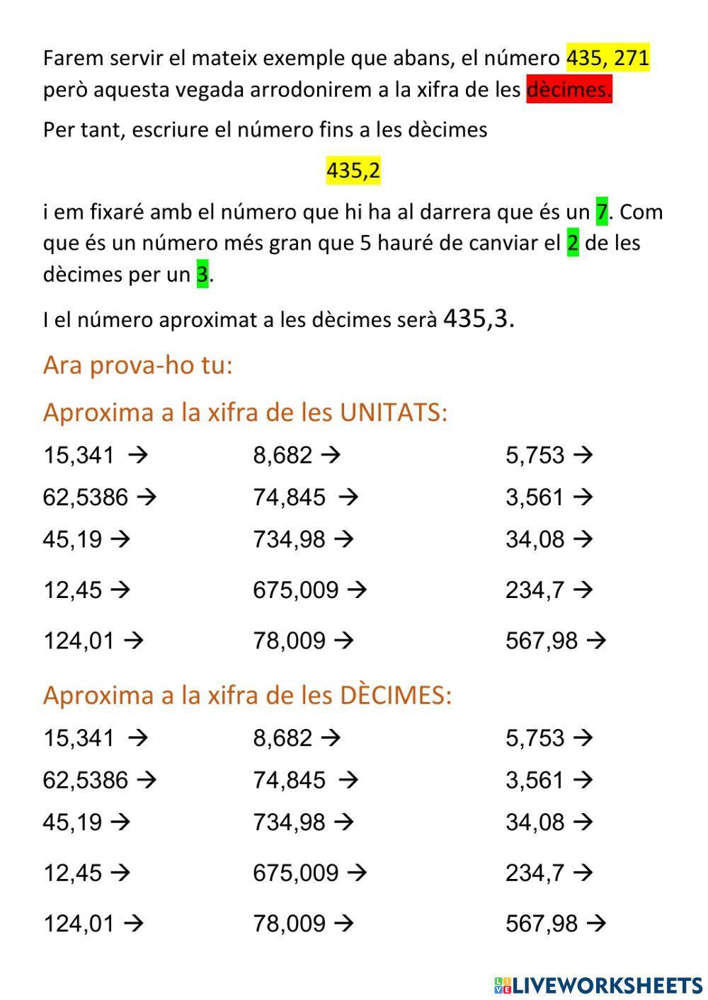 Arrodoniment de números decimals