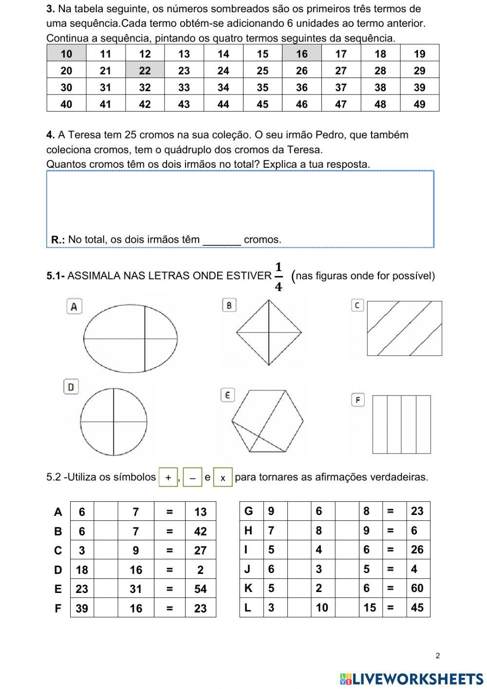Avaliação matemática - 2º ano