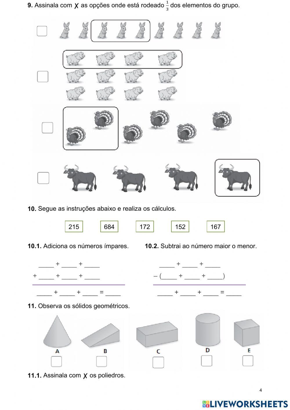 Avaliação matemática - 2º ano