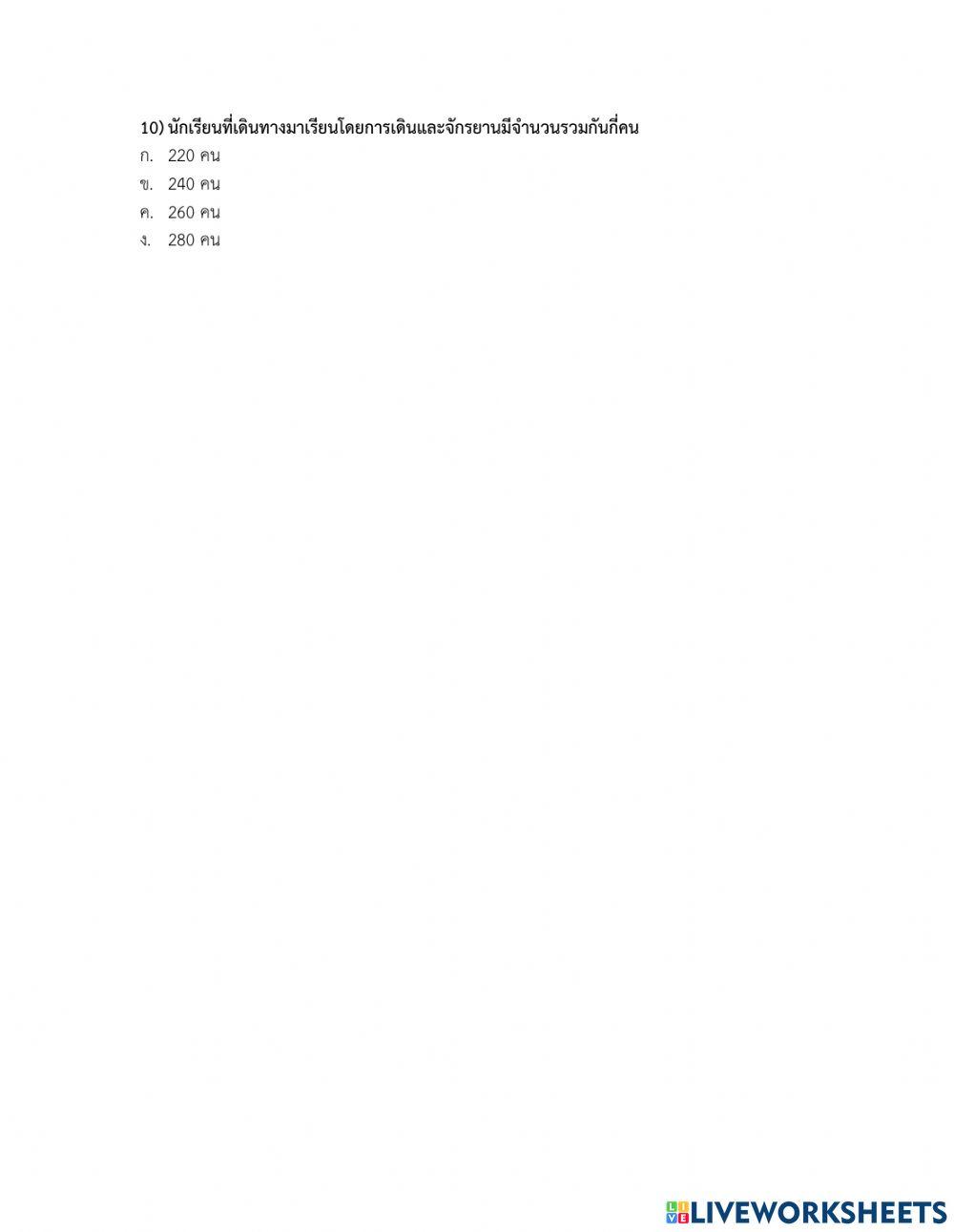 แบบทดสอบท้ายบทเรื่องสถิติ