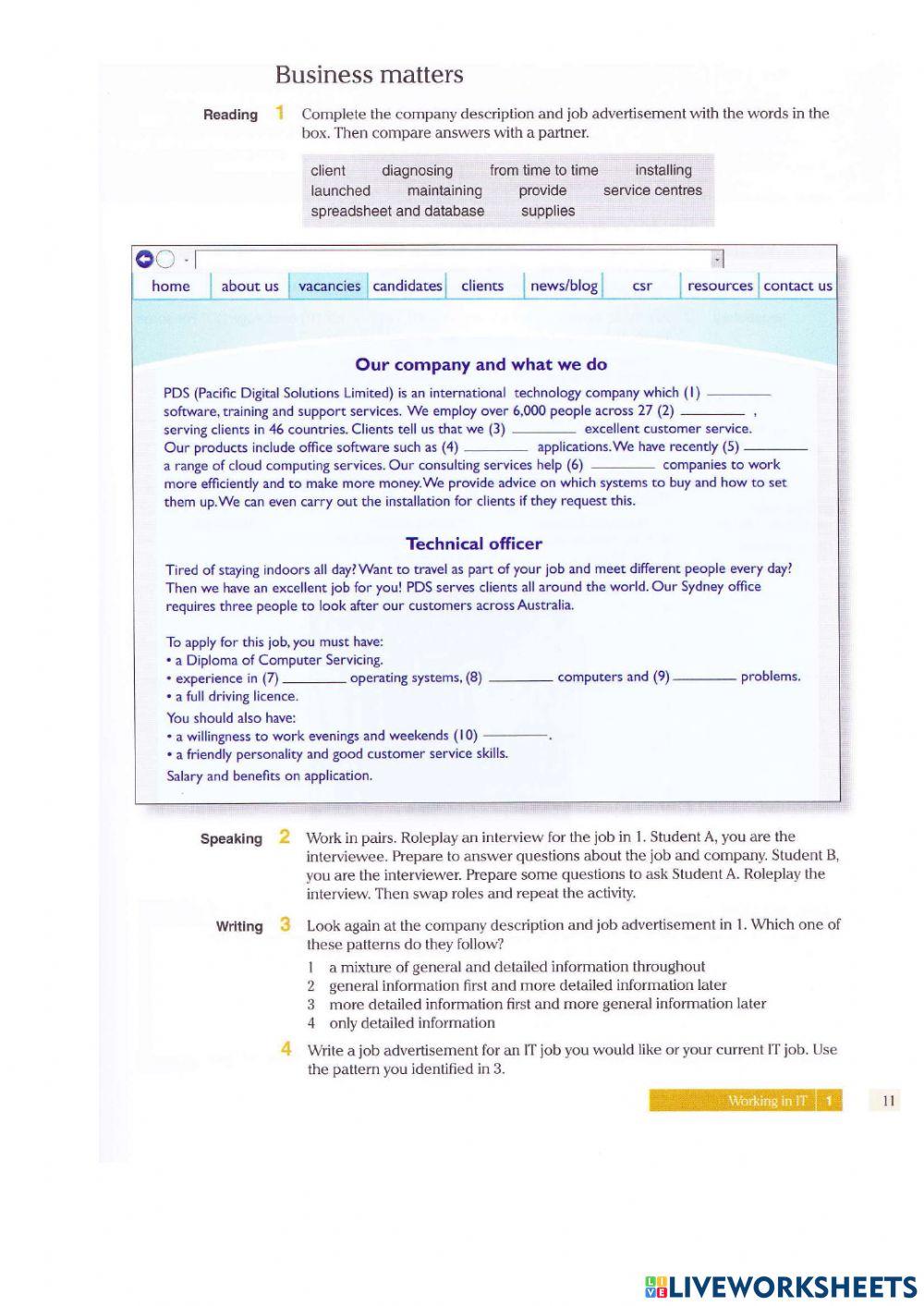 English for IT Pearson Unit 1 pages 4 - 11