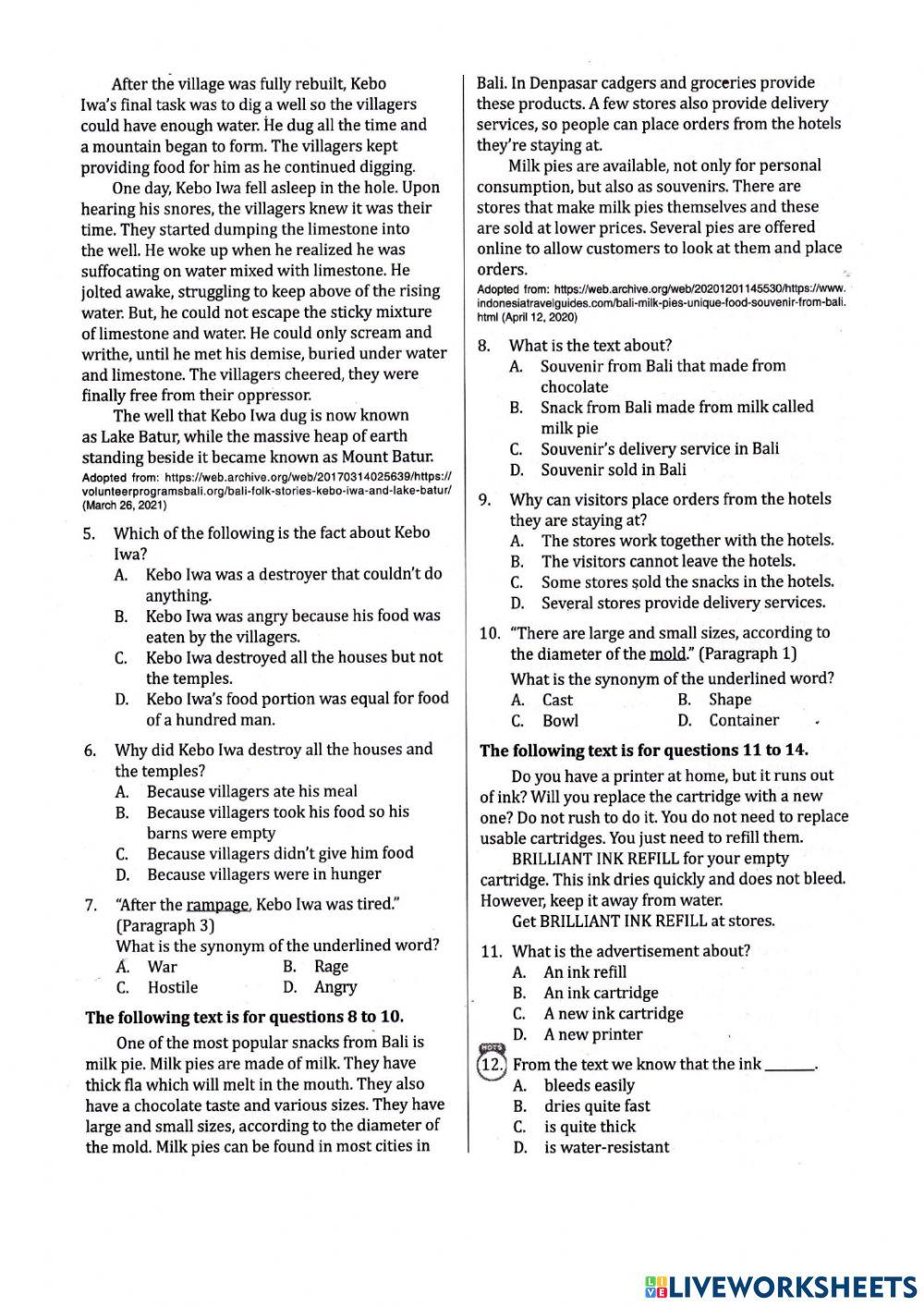 Final Test Semester 2 PR Inggris 9B 2022