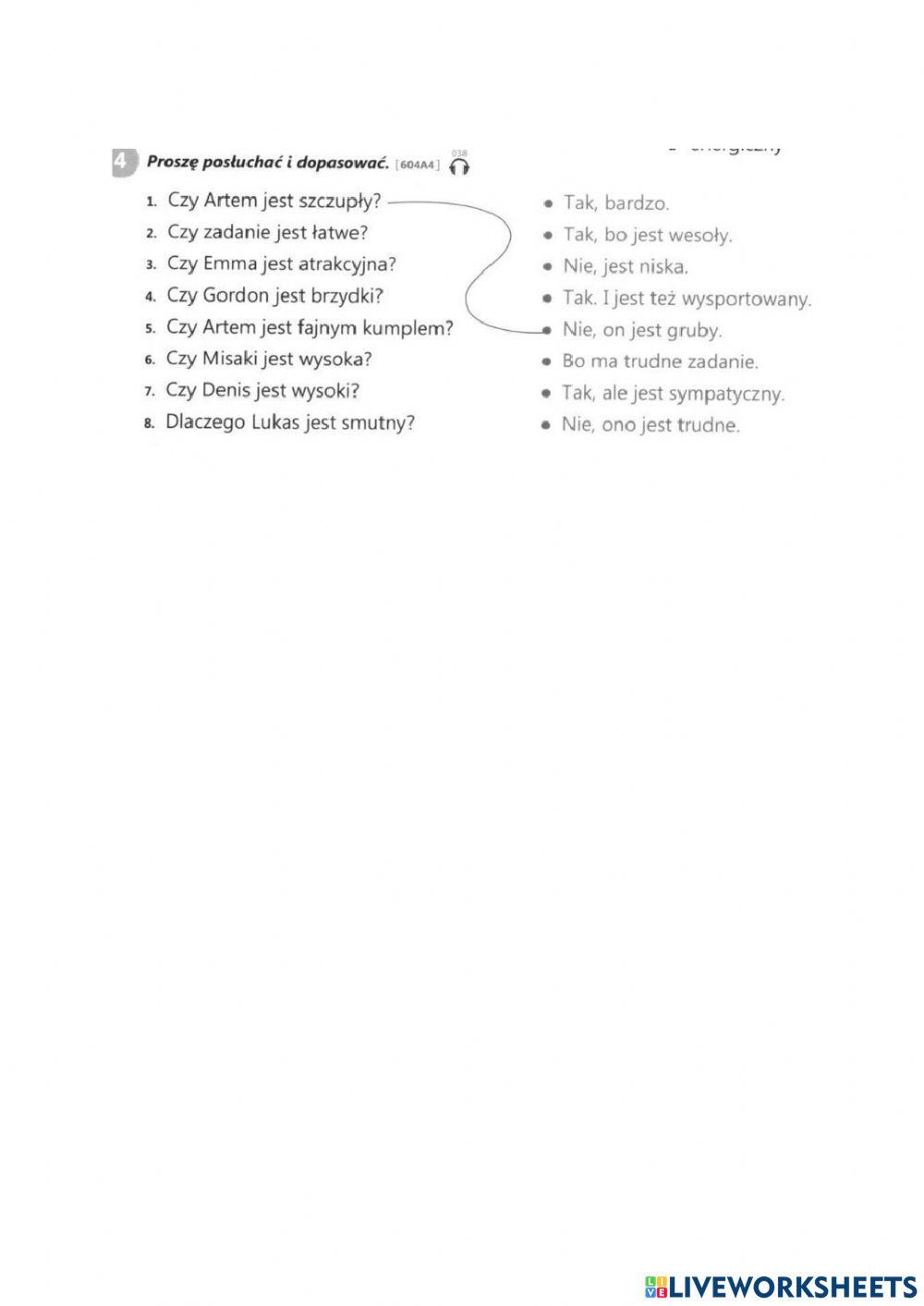 Przymiotniki - dopasowanie