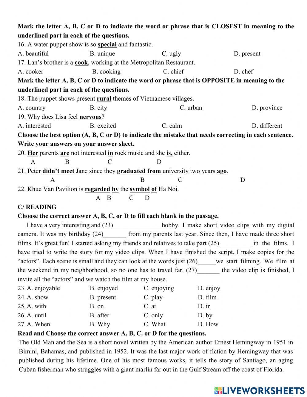Grade 7- Mid term test 2