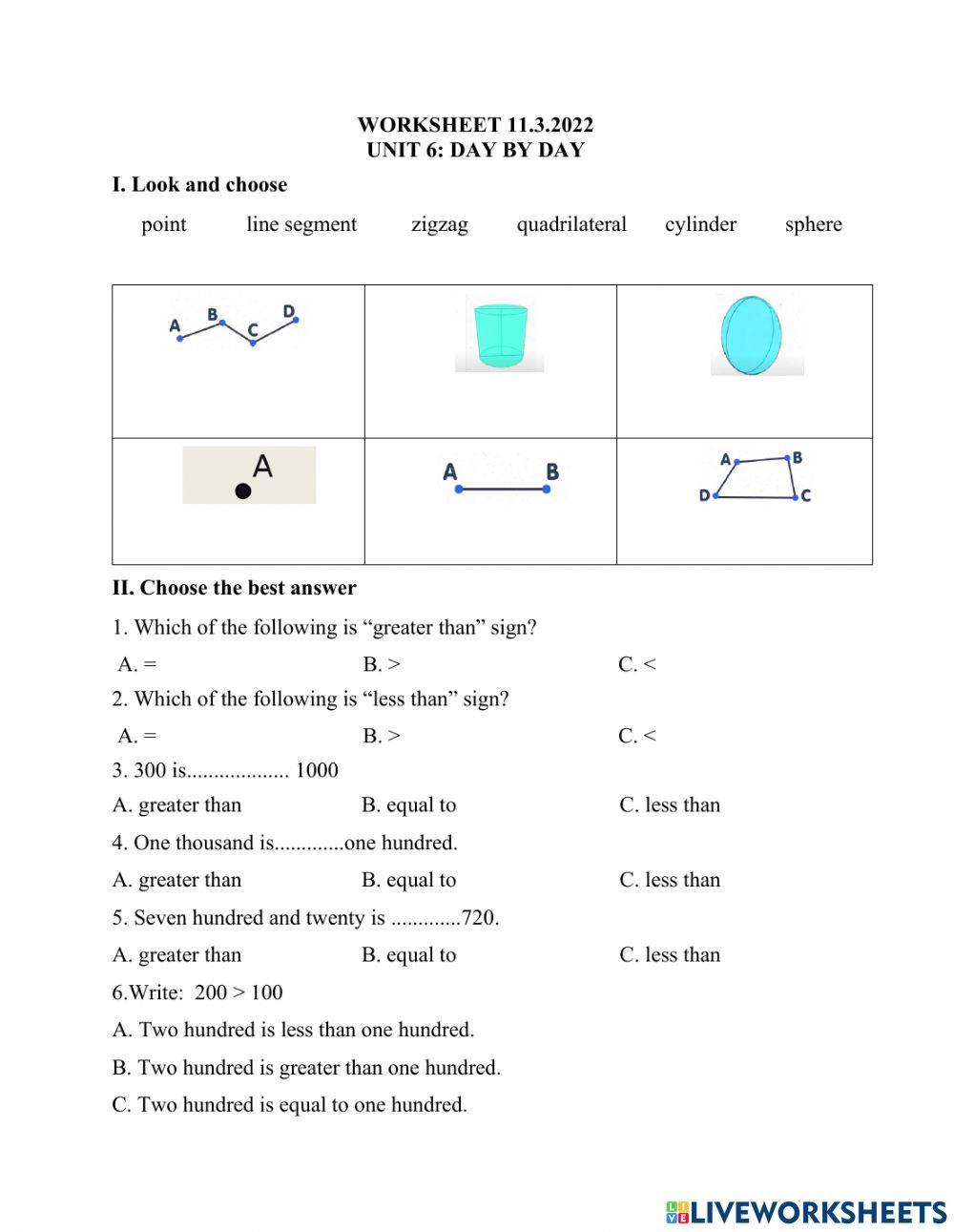 Maths and Vocab Unit 6