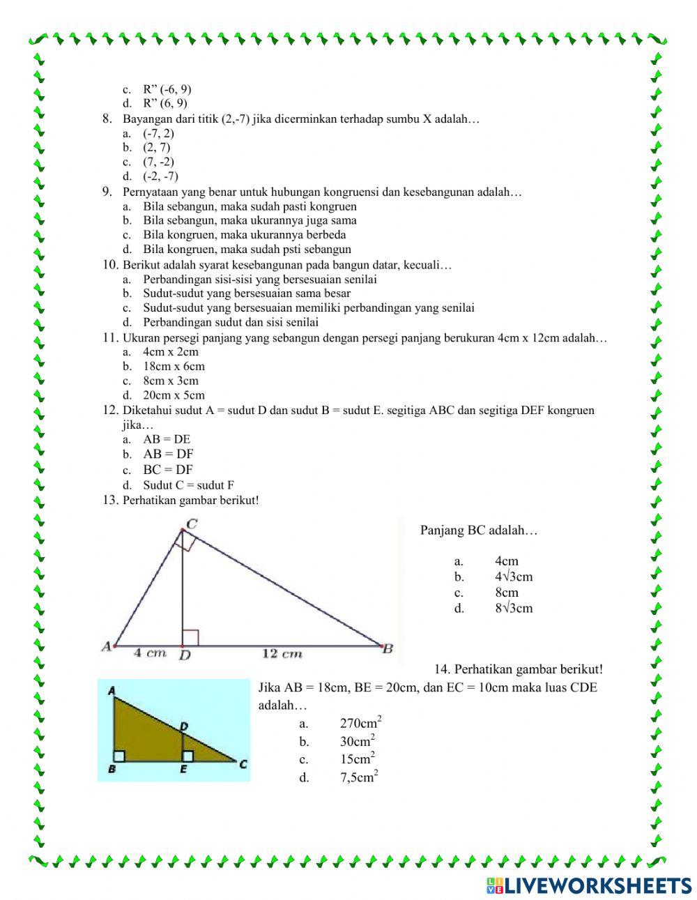 Uts genap matematika 9