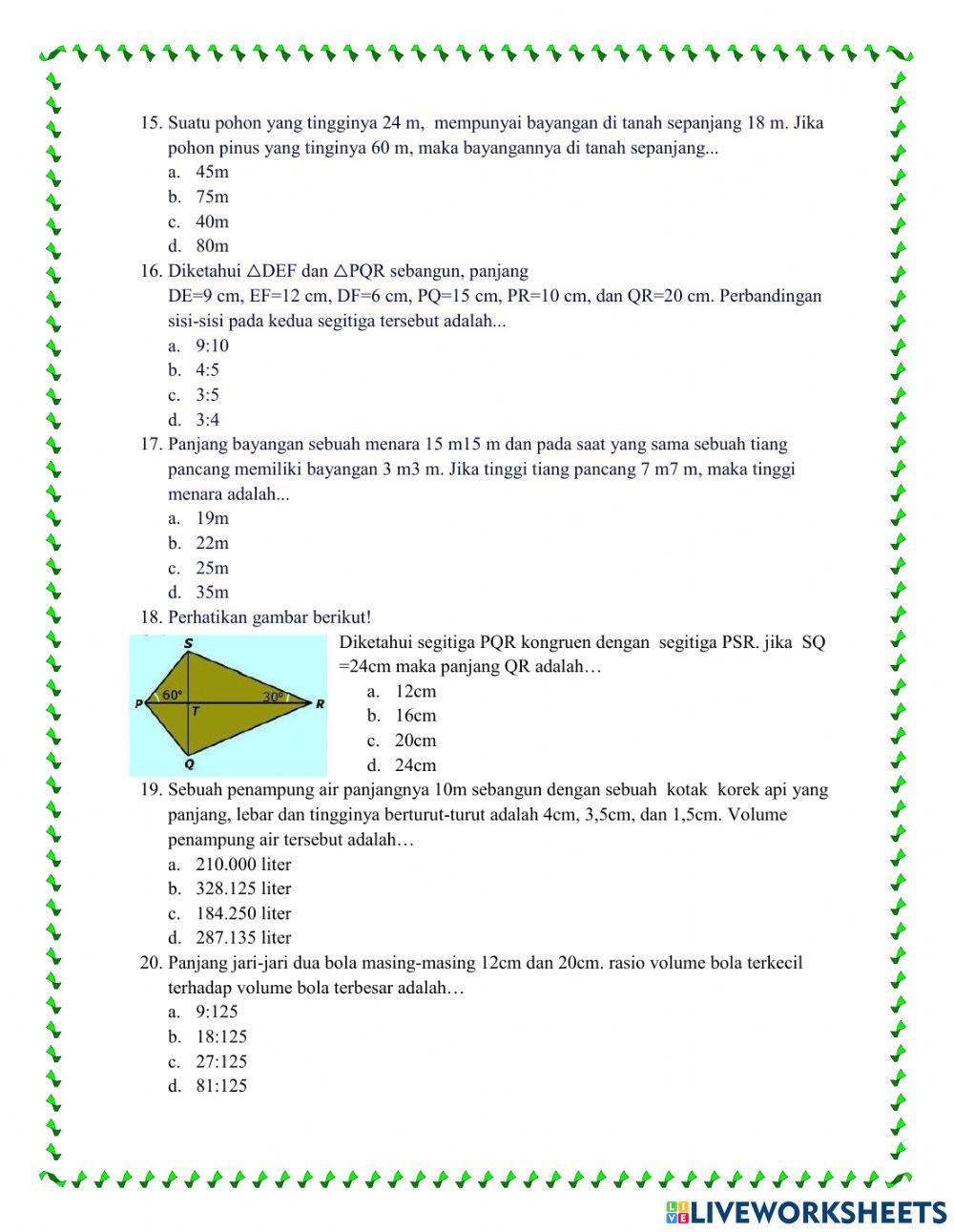 Uts genap matematika 9