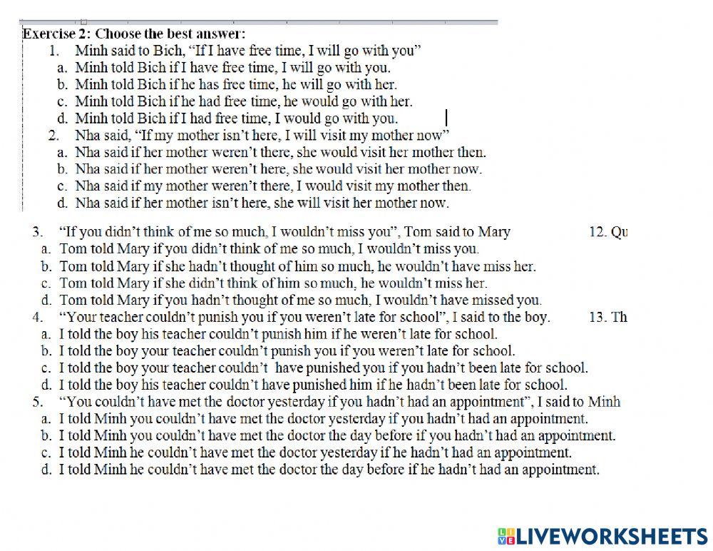 Reported speech with if