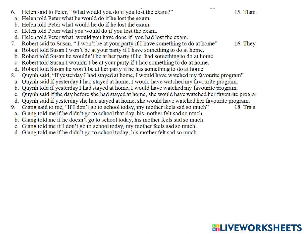 Reported speech with if