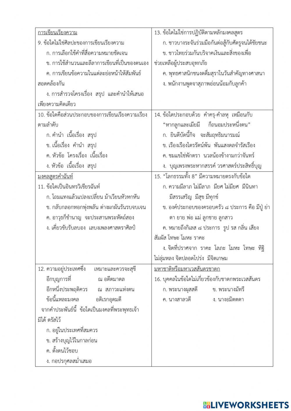 แบบทดสอบปลายภาคเรียนที่  2   ม.4 ภาษาไทย