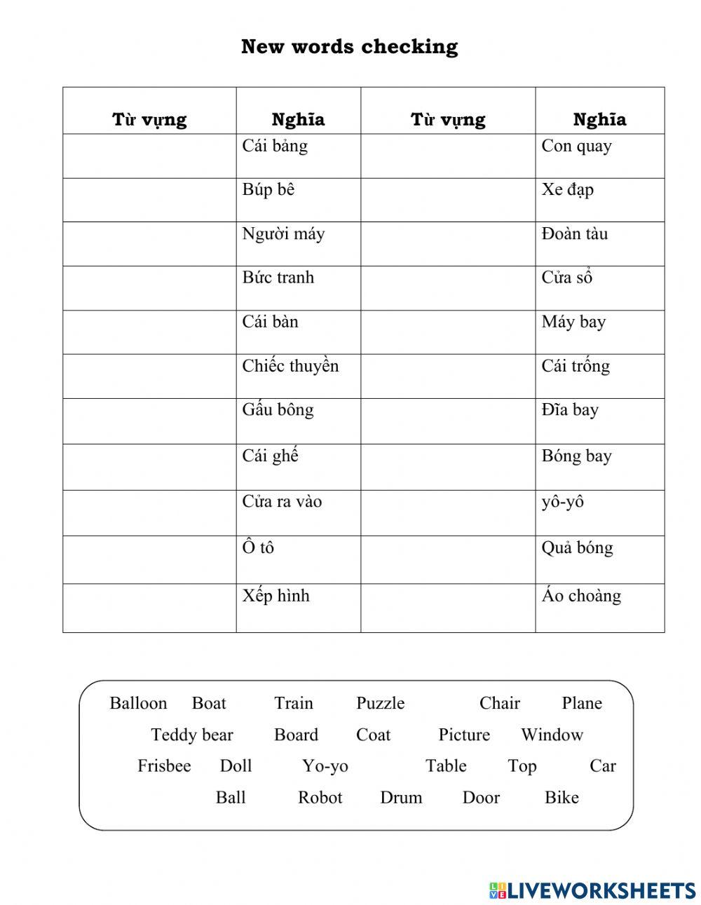 Checking newword- U3- My toys